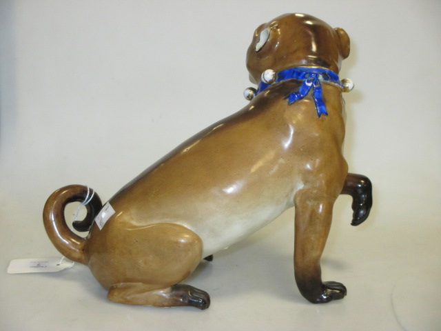 A German porcelain model of a seated pug - Image 2 of 3