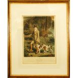 R J Hamerton 'J. Ward, Huntsman to the Cambridgeshire Hounds on Forester' coloured lithograph by Day