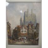 August Schluter, Abberville, Normandy, Watercolour, signed lower left, 47x35cm