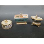 Three Paris porcelain inkwells