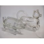 A glass decanter modelled as a bear and another modelled as a pig (2)