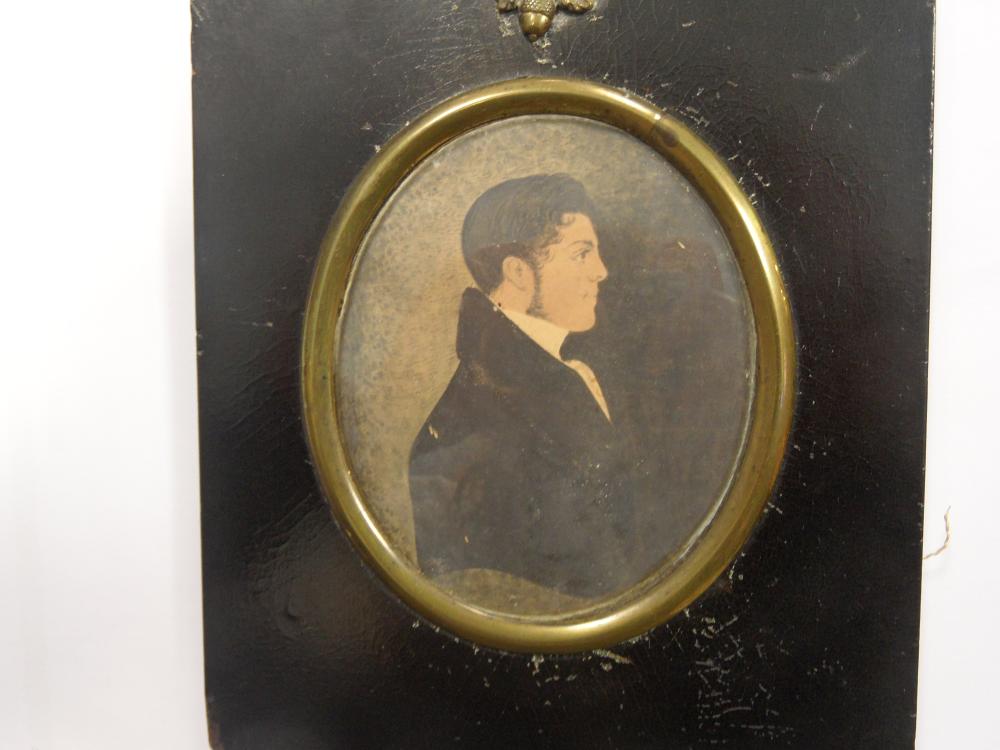 Three 19th century portrait miniatures, two others and a silhouette - Image 15 of 20