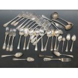 A quantity of silver cutlery, teaspoons, 50ozt etc
