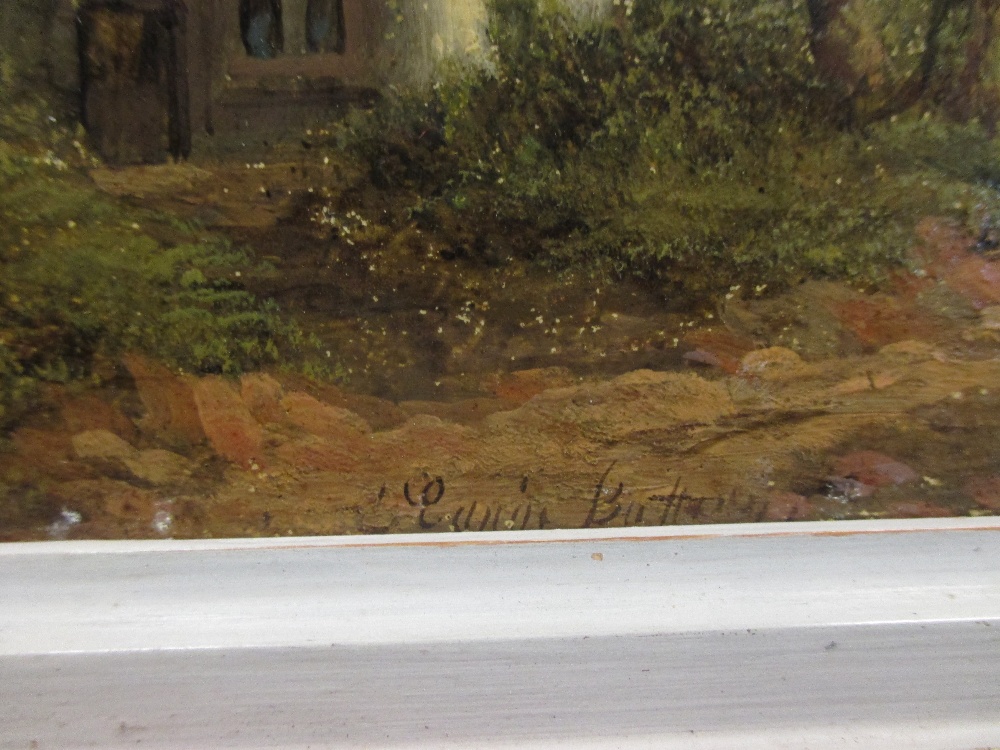 Edwin Buttery (19th century), A pair of small oil landscapes with figures, both signed, oil on - Image 4 of 7