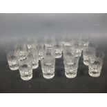 A set of seventeen cut glass water glasses