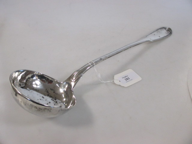 A silver ladle, marks worn, 7oz