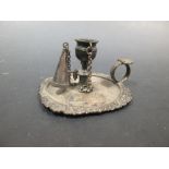 A 19th century silver chamber stick the dish 9cm square