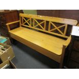 A pine bench, 165cm wide