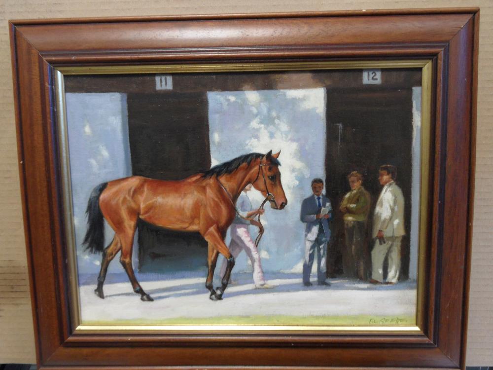 § Frank Geere (British, 20th Century) "Warming Up", "The Paddock, Lingfield" both signed lower right - Image 7 of 10