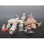 A collection of decorative animal figures, including Herend, Beswick, Derby, Royal Dix, Llardo and