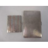 A silver pocket cigarette case by Lowe & Son Chester 1941 recatangular and engine turned all over,