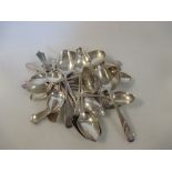 A set of six silver decorated Old English pattern coffee spoons Birmingham 1893, a set of six silver