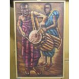 Ekaw Bentil (Ghanaian, 20th-21st Century), African Drummers, oil on canvas, signed and dated 1982,