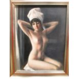 Francis Kelly (American, b. 1927) Female Nude, signed, oil on artist's board, 34 x 28cm