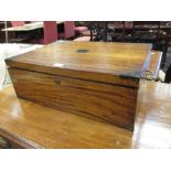 A 19th century satinwood and brass mounted document box, 19 x 53 x 38cm