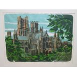 Gillick Barrow (British, 20th Century) Ely Cathedral, screenprint, signed, numbered and dated '1968'