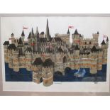 Gillick Barrow (British, 20th Century) The Walled Castle. screenprint, signed and titled in pencil