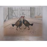 Six coloured cock fighting prints after C.R. Stock, publ. W C Lee, laid down, unframed