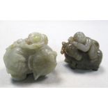 Two Chinese jade groups of children riding an elephant and a deer, 6.5cm (2.5 in) wide and 6cm (2.25