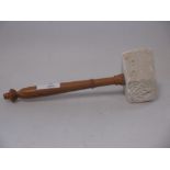 A masonic stonemason's hammer, inscribed 'mined from King Solomon's quarry', the turned handle