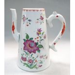 A late 18th century Chinese export coffee pot, 20cm (8 in) high The handle has been restored back