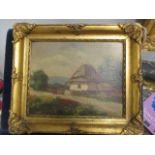 Hungarian School (19th Century), Thatched house in a landscape, signed lower right "Balvick", oil on