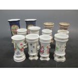 Twelve spill vases, mainly Paris porcelain