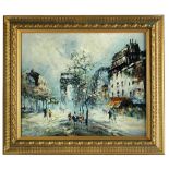 R. Davey (20th Century), Parisian Street Scene, oil on canvas, signed lower left "R Davey", 50 x