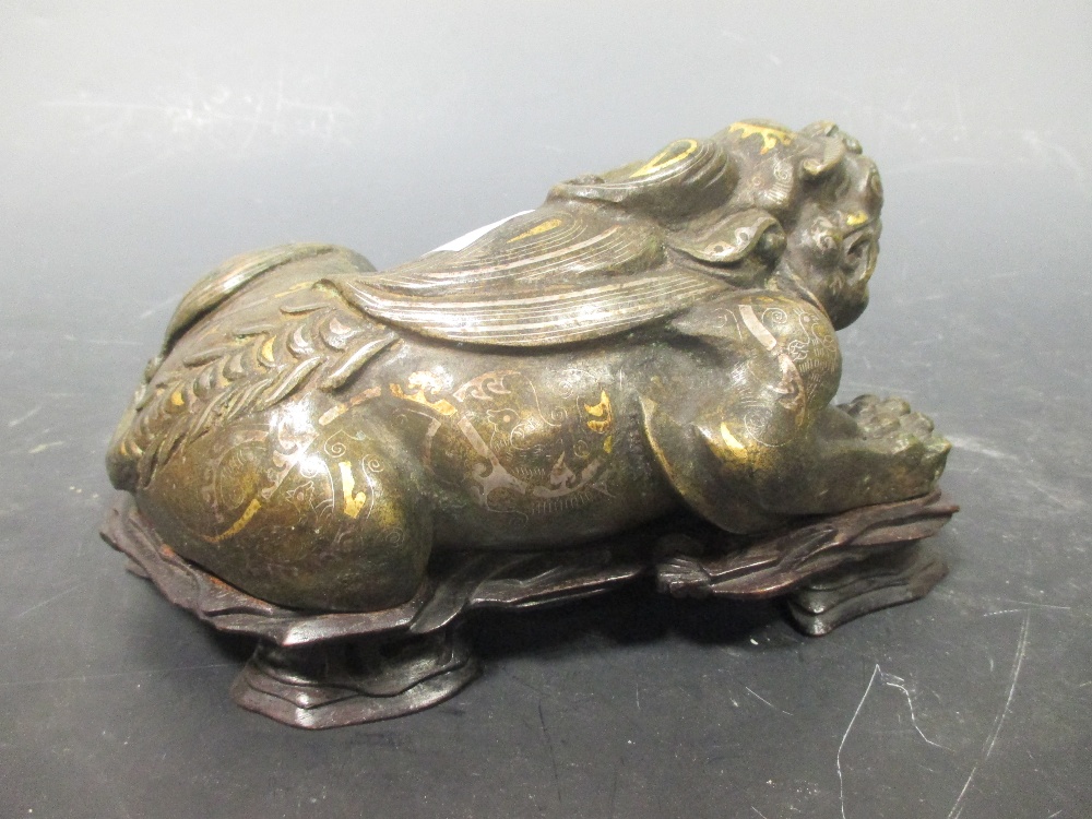 An inlayed bronze representing a Mythical beast - Image 2 of 2