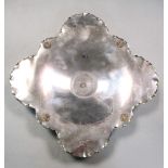 An unmarked Chinese silver petal edged square dish, 365.4 grams, 27cm (10.5 in) wide