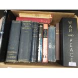 Travel books and others including Scotts last expedition (2 vols 3rd edition); War and Peace