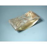 Faune et Nymphe, an R. Lalique glass blotter, heightened in brown, moulded R. Lalique mark 17cm (