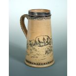 Hannah Barlow for Doulton Lambeth, a stoneware jug, the tapering cylindrical body incised with a sow