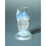 Deux Tourterelles, an R. Lalique opalescent glass paperweight, etched R. Lalique mark and numbered