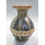 Hannah Barlow for Doulton Lambeth, a stoneware vase, the globular body with flared rim, the girdle