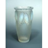 Ceylan, an R. Lalique opalescent glass vase, the opalescent glass body with wheel etched R.