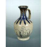 Florence Barlow for Doulton Lambeth, a stoneware jug, incised with ponies, the rim with white