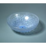 Dahlia, an R. Lalique glass bowl, with blue tinting and highlighting, stencilled R. Lalique mark 6.