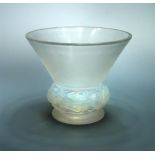 Pinsons, an R. Lalique opalescent glass vase, the frosted glass body with stencilled R. Lalique mark