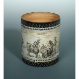 Hannah Barlow for Doulton Lambeth, a good stoneware brush pot, decoaated with an incised frieze of
