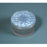 Dahlia, an R. Lalique glass box and cover, the cover with blue tinting and highlighting,