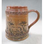 Hannah Barlow for Doulton Lambeth, a stoneware tankard, decorated with an incised band of running