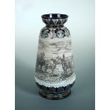 Hannah Barlow for Doulton Lambeth, a good stoneware vase, decorated with a wide band incised with
