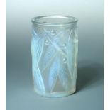 Laurier, an R, Lalique opalescent glass vase, wheel etched R. Lalique mark 17.50cm (7in)