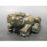 An inlayed bronze representing a Mythical beast Size (including base) is 11 x 21 x 14cm. See pics.