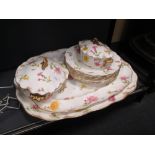 A Royal Crown Derby part dinner service for six, with gilt heightened floral design