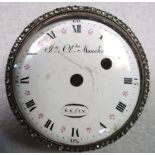 An early 19th century French pocket watch in need of restoration, the detached enamel dial signed '