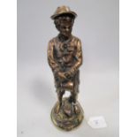 Charles Anfrie (French, 1833 - 1905) , bronze of a peasant boy holding a water jug, 27cm high