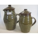 Two Leach Pottery St Ives stoneware jugs with covers (2)