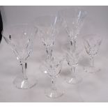 A suite of Waterford 'Sheila pattern' crystal glassware for eight, comprising of flutes, red & white
